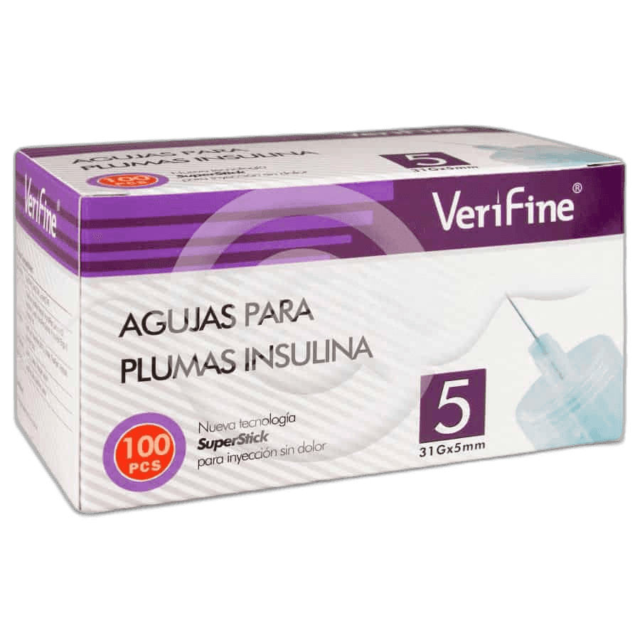 Imagen de AGUJA PARA PLUMAS INSULINA VERIFINE 31 G X 5 MM 100 U/CAJA