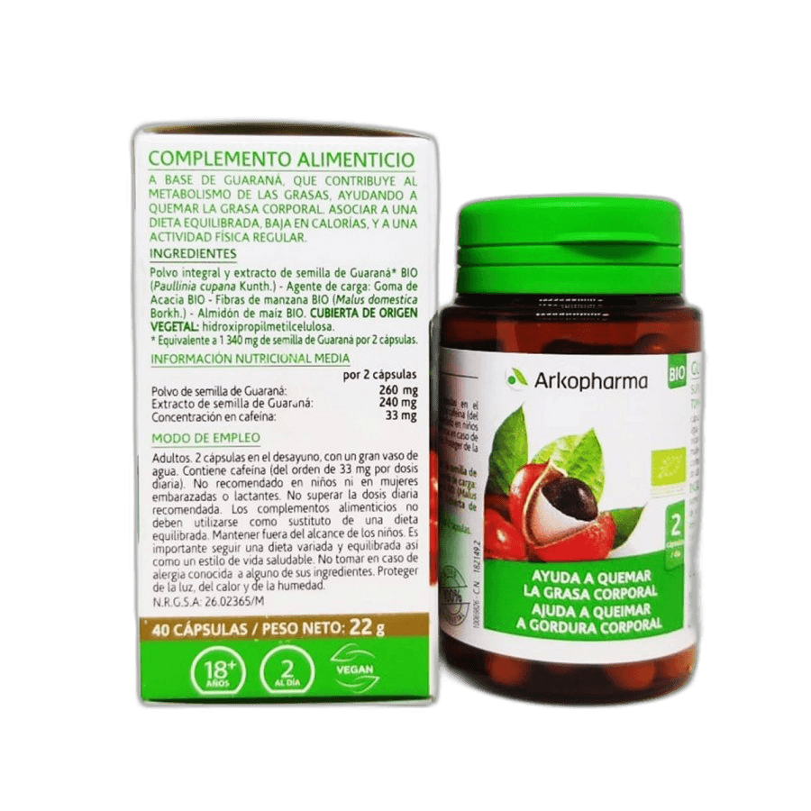 Imagen 2 de ARKOCAPSULAS GUARANA BIO 40 CAPSULAS