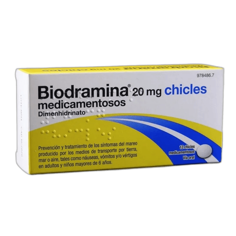 Imagen de BIODRAMINA 20 mg 12 CHICLES MEDICAMENTOSOS