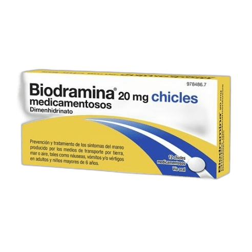 Imagen 2 de BIODRAMINA 20 mg 12 CHICLES MEDICAMENTOSOS