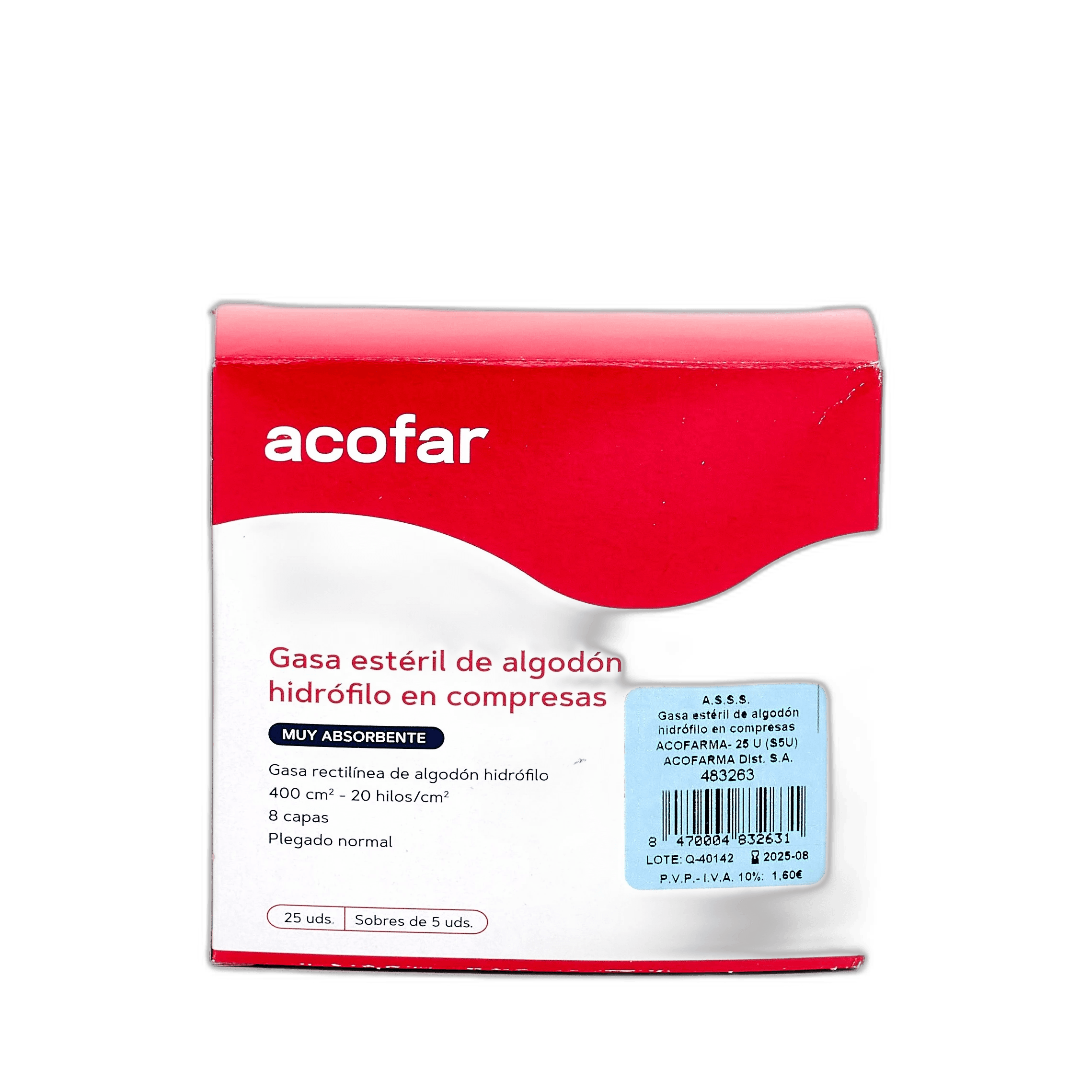 Imagen de COMPRESAS GASA ESTERIL ACOFAR 25 UND