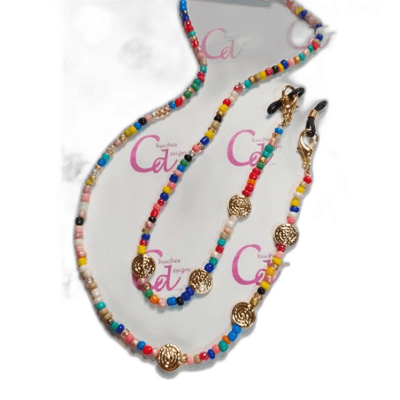 Imagen 2 de CUELGA MASCARILLA-GAFA TURQUESA CADENA RECTANGULAR
