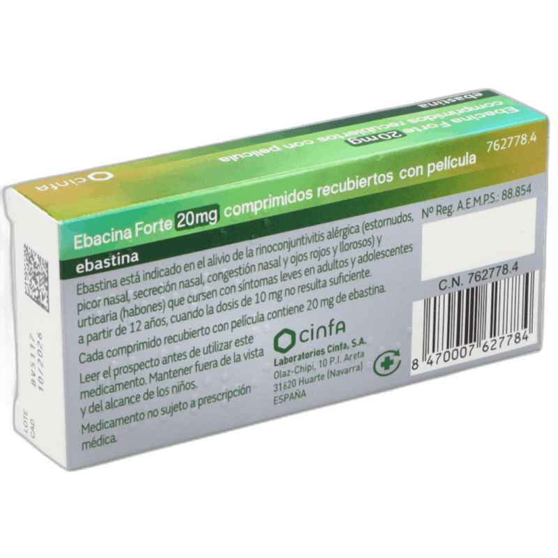 Imagen de EBACINA FORTE 20 mg 10 COMPRIMIDOS RECUBIERTOS