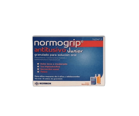 Imagen 3 de NORMOGRIP ANTITUSIVO JUNIOR 10 SOBRES GRANULADO PARA SOLUCION ORAL