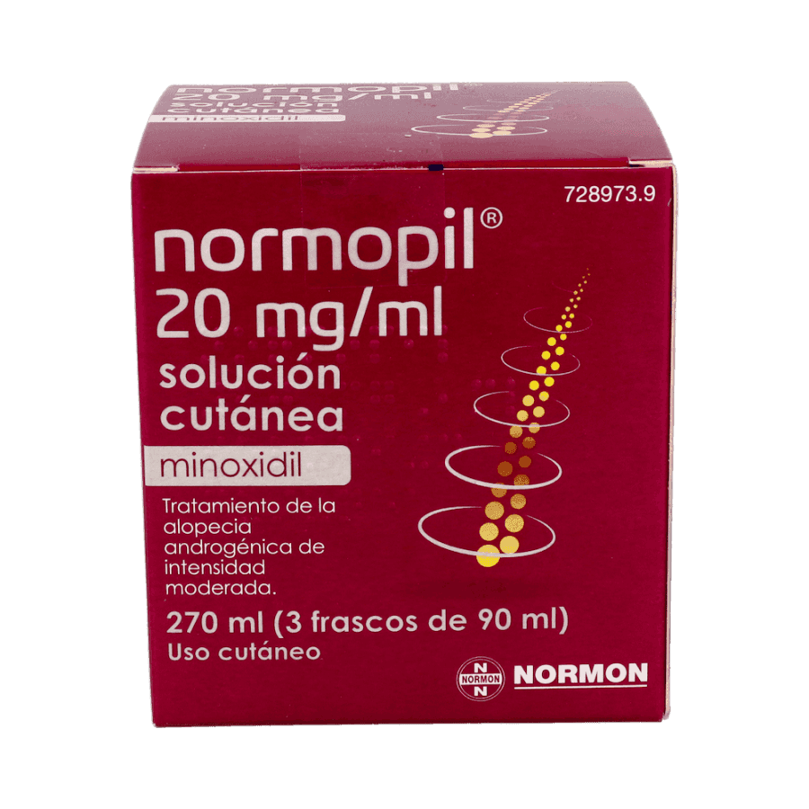 Imagen de NORMOPIL 20 mg/ml 3 FRASCOS SOLUCION CUTANEA 90 ml