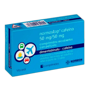 Imagen de NORMOSTOP CAFEINA 50 mg/50 mg 12 COMPRIMIDOS RECUBIERTOS