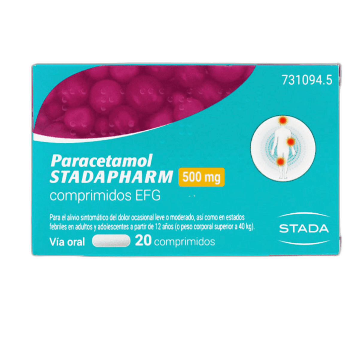 Imagen 2 de PARACETAMOL STADAPHARM EFG 500 mg 20 COMPRIMIDOS