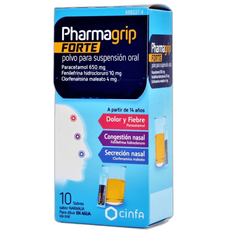 Imagen 3 de PHARMAGRIP FORTE CONGESTION Y SECRECION NASAL 10 SOBRES POLVO PARA SUSPENSION ORAL