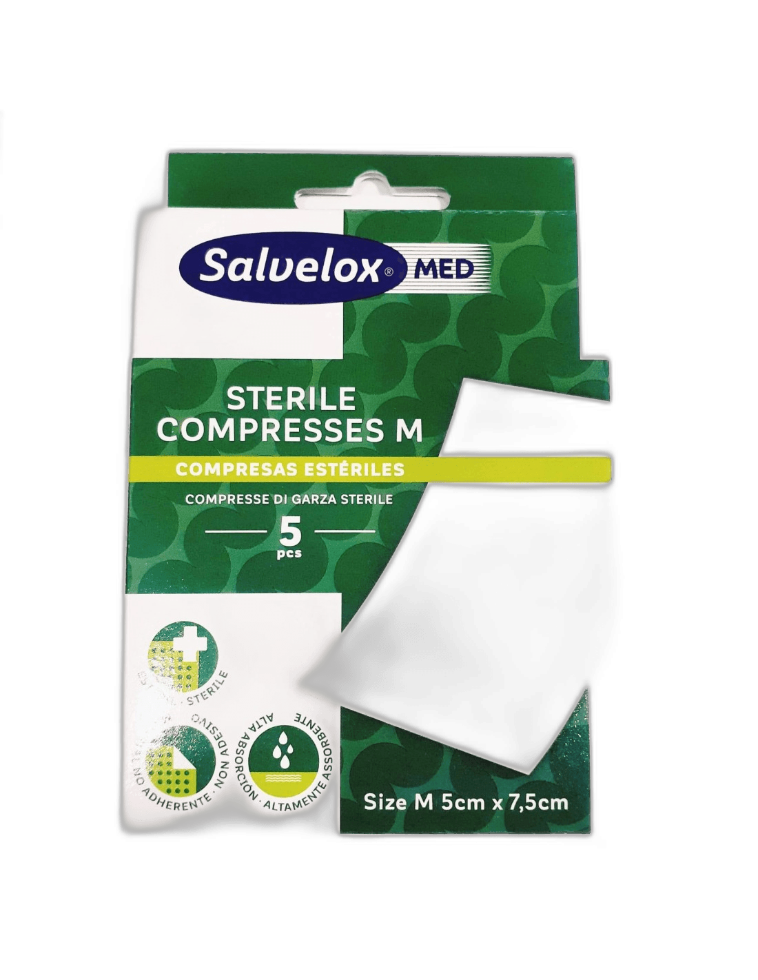 Imagen 2 de SALVELOX MED STERILE COMPRESSES 5 APOSITOS TALLA XL 10 CM X