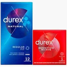 Imagen de DUREX NATURAL PLUS + DUREX SENSITIVO CONFORT 12 + 3 PRESERVATIVOS