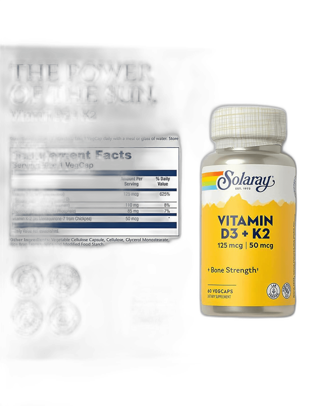 Imagen 2 de VITAMIN D3 + K2 60 CAPSULAS SOLARAY