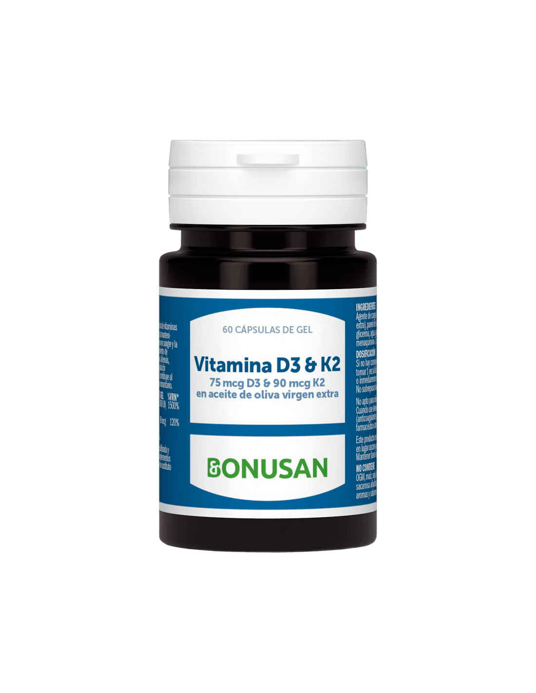 Imagen 2 de VITAMINA D3 + K2 60 CAPSULAS BONUSAN